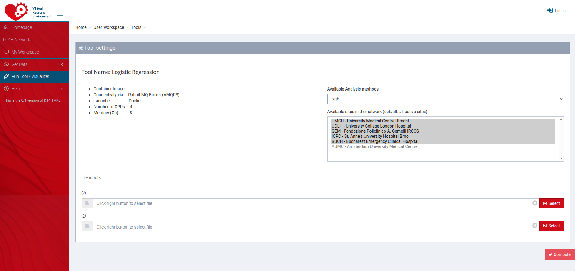 AI Dahboard - FLCore configuration 2 (Screenshot)