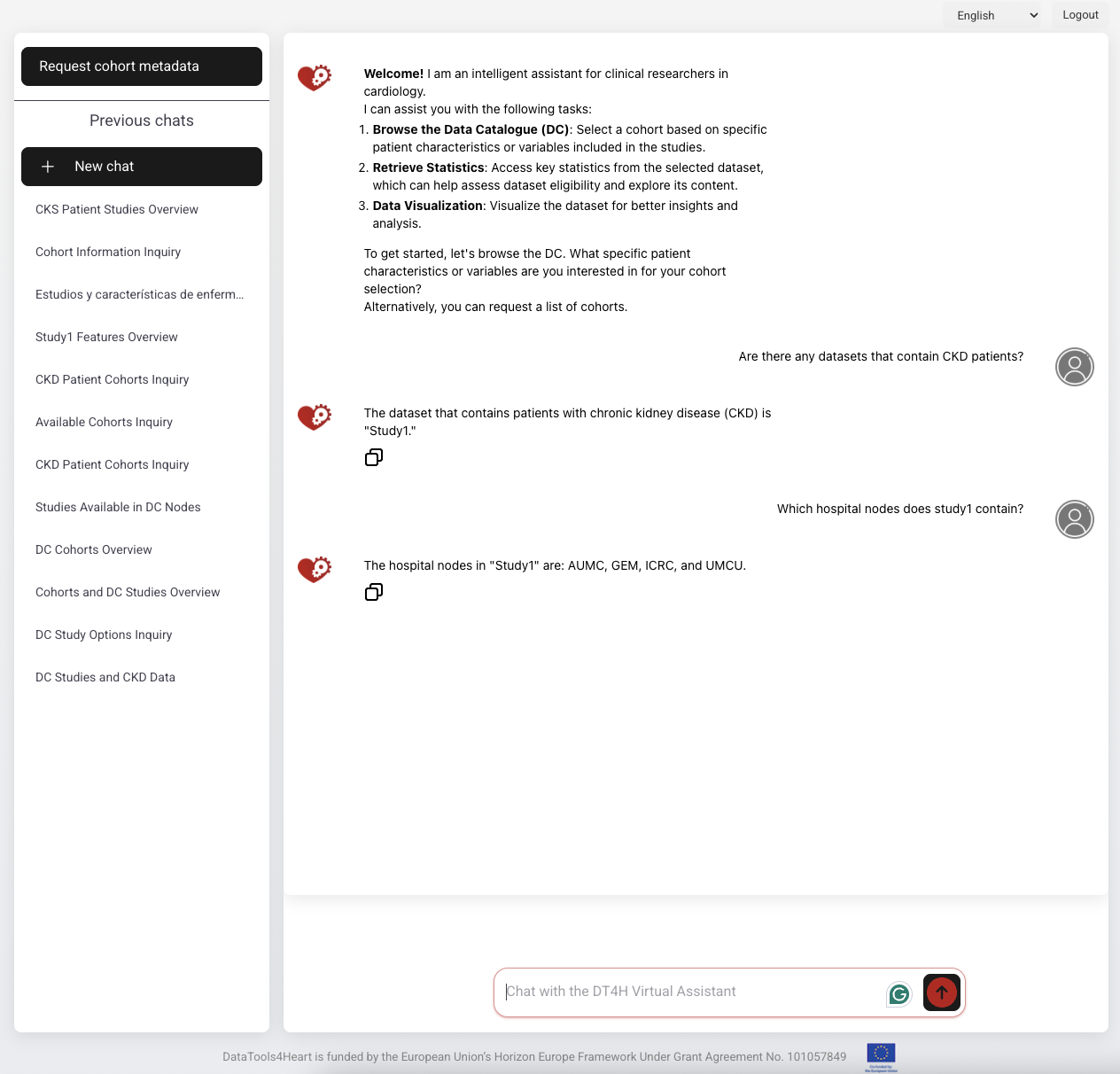 VA chat example for study search